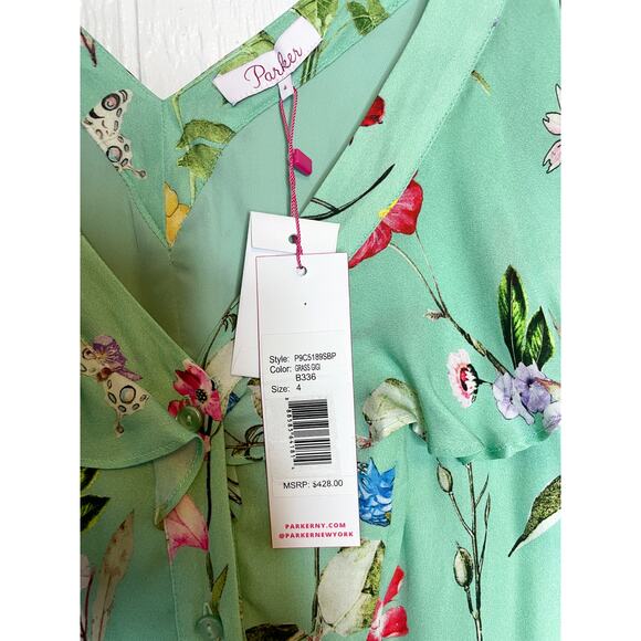 PARKER Raven Turquoise Floral Maxi Dress SIZE 4 - Picture 7 of 10